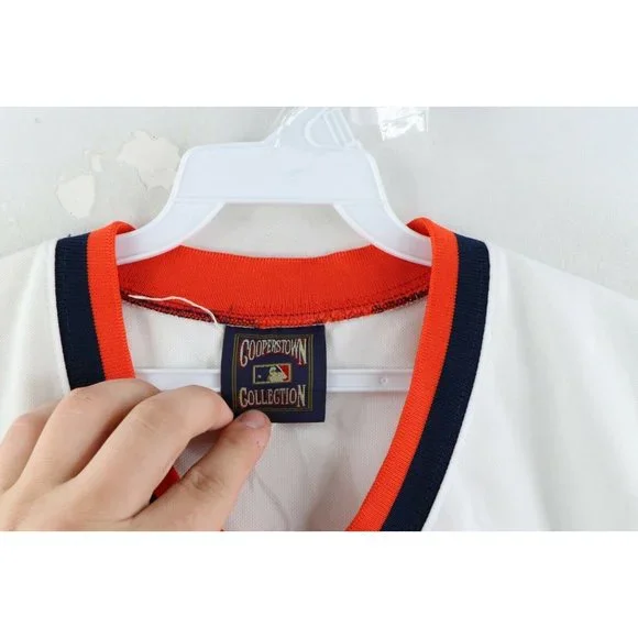 Vintage Majestic Mens Large Striped Houston Astros Spell Out Baseball Jersey USA